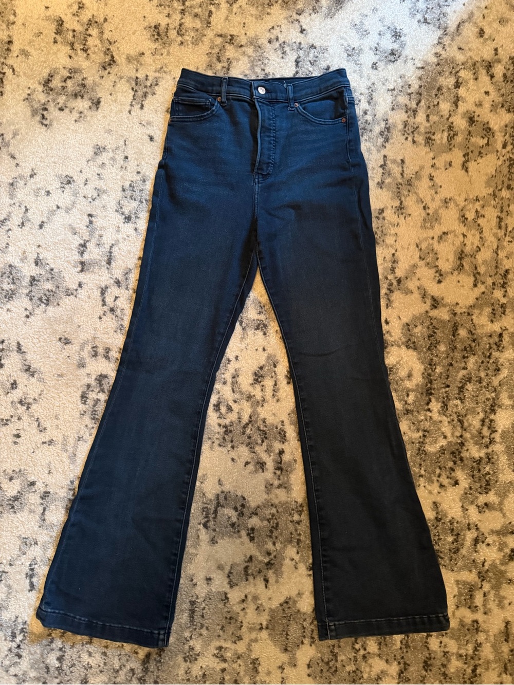 Express Dark Blue High-Rise Flare Jeans
